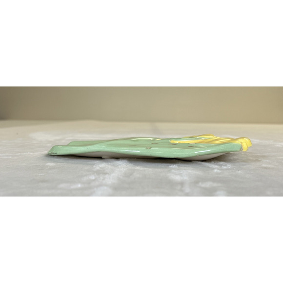 Vtg Yellow Tulip Double Spoon Rest 1975 Holland Mold Handpainted Initialed Chrty - Picture 3 of 11